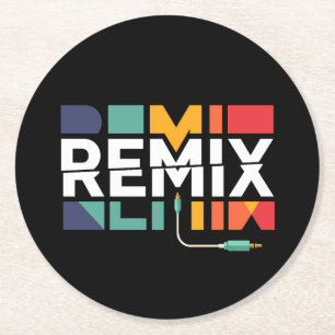 Remix-Audio DJ-Musik Retro-Geometrisches Grafikd Runder Pappuntersetzer