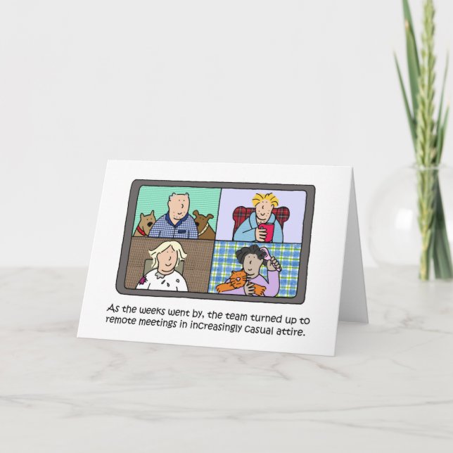 Remote Meetings Lässige Attraktion Cartoon Karte (Vorderseite)