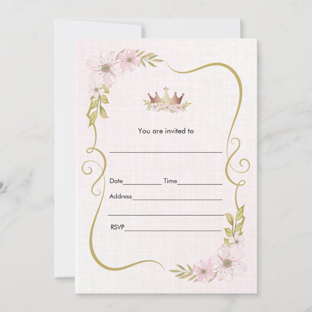 Remplir invitation aquarelle floral princesse (Devant)