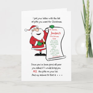 Remplissez le nom sur la carte de Noël Père Noël L