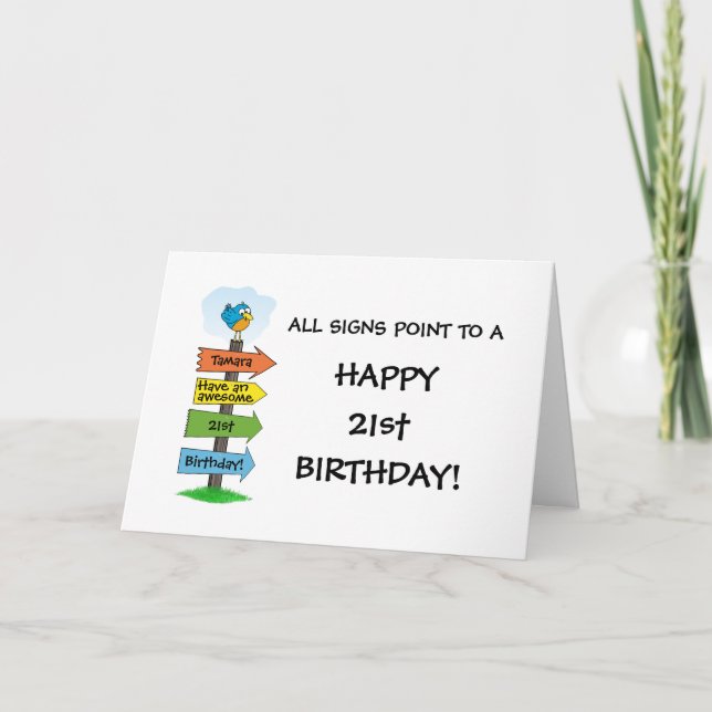 Remplissez Les Signes Fun 21ème Anniversaire Carte (Devant)