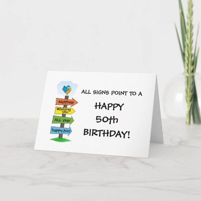 Remplissez Les Signes Fun 50e Anniversaire Carte (Devant)