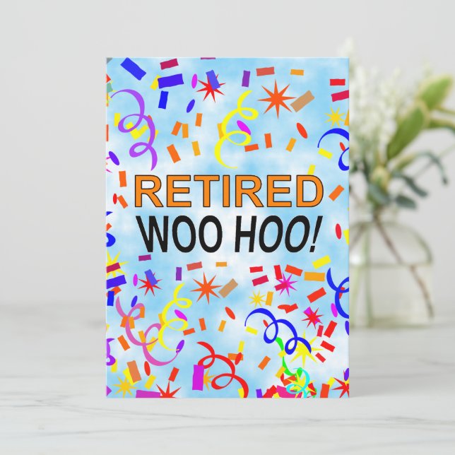 Remüd Woo Hoo Confetti Party Blue Sky Einladung (Stehend Vorderseite)
