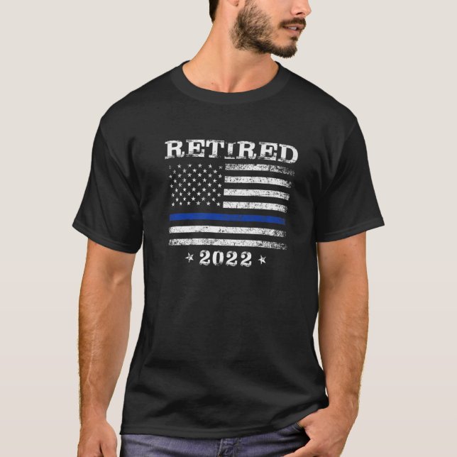 Remüde 2022 Feuerblauer Linie Polizeibeamte Flagge T-Shirt (Vorderseite)