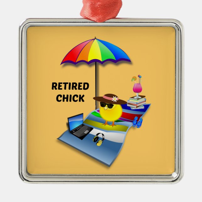 Remüde Chick, oh so niedlich, Ornament Aus Metall (Vorne)