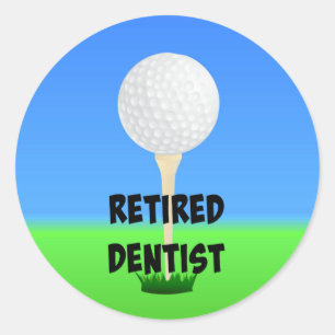 Remüde Dentist - Golfball auf T-Shirt Runder Aufkleber