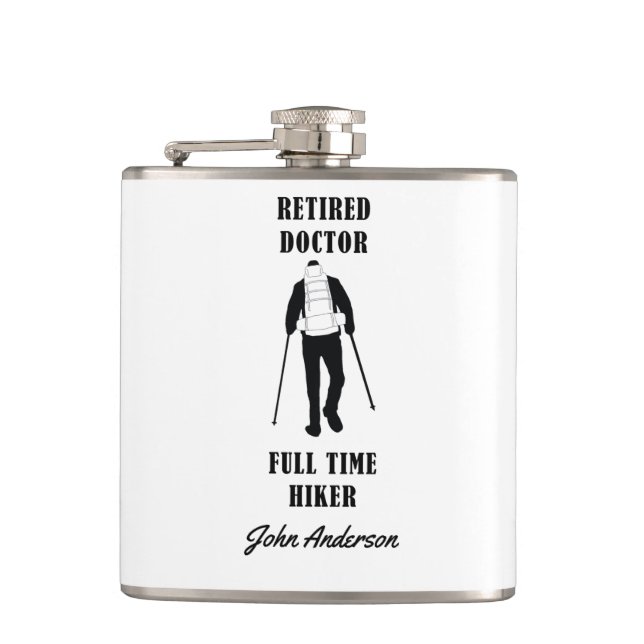 Remüde Doctor Full Time Hiker Personalisiert Flachmann (Vorderseite)