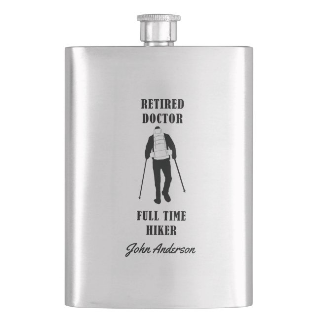 Remüde Doctor Full Time Hiker Personalisiert Flachmann (Vorderseite)
