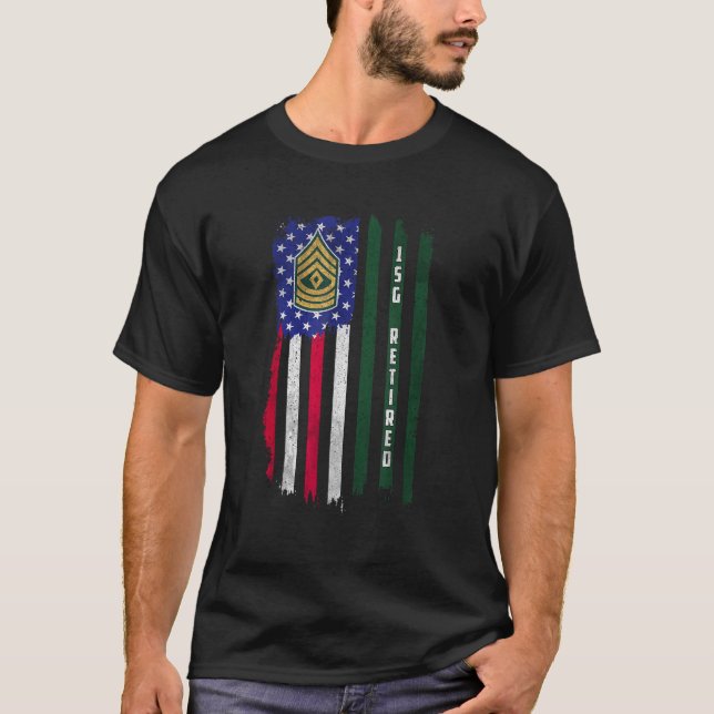 Remüde E 8 First Sergeant 1SG Rank American Flag T-Shirt (Vorderseite)