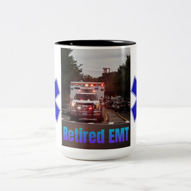 Remüde EMT-Kaffee-Tasse mit Star of Life Zweifarbige Tasse (Mittel)