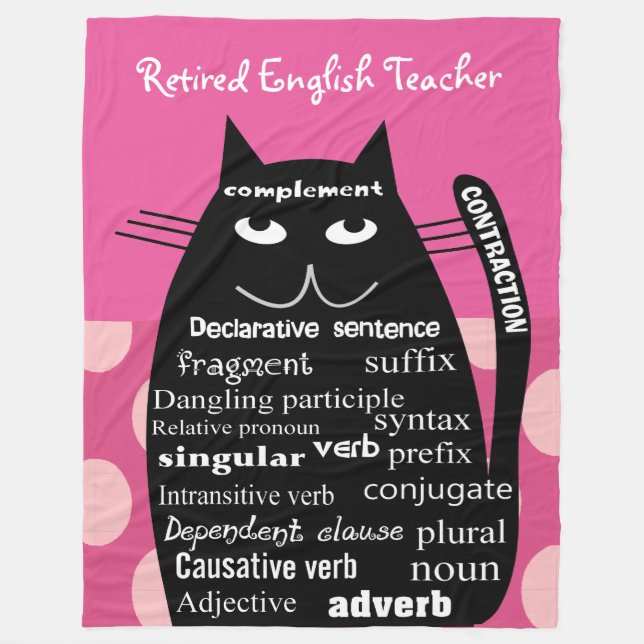Remüde Englischlehrerin Fleece Blanket Grammar Cat (Vorderseite)