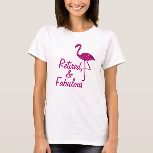 Remüde Fabulous funkelnd rosa Flamingo Custom text T-Shirt (Vorderseite)
