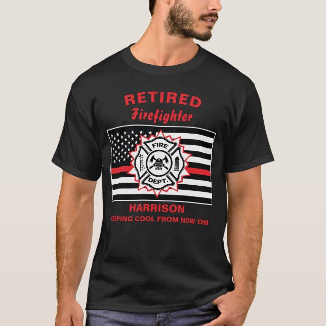 Remüde Feuerwehrmann Thin Red Line Funny Sprichwor T-Shirt (Vorderseite)