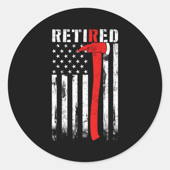 Remüde Firefighter Thin Red Line Ax American Fla Runder Aufkleber (Vorderseite)