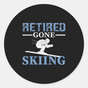Remüde Gone Skiing Runder Aufkleber