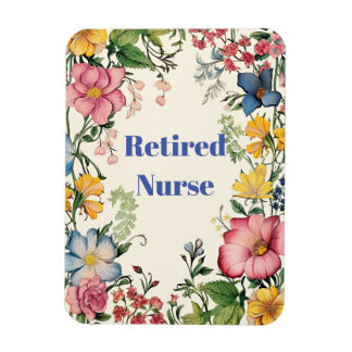 Remüde Krankenschwester, farbige Blume Rahmen, Magnet