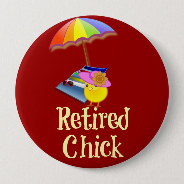Remüde Küken, dekoratives Design. Button (Vorderseite)
