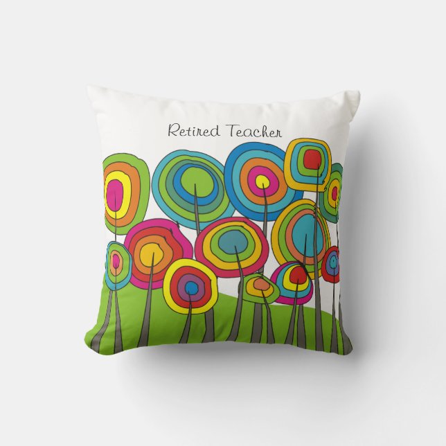 Remüde Lehrerin Whimsical Floral Kissen (Vorderseite)