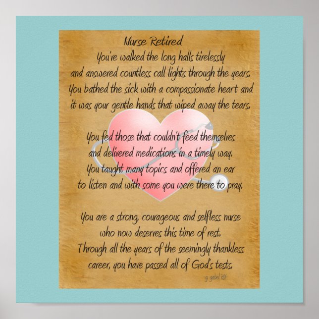 Remüde Nurse Poem Art Poster - by gaille,RN (Vorne)