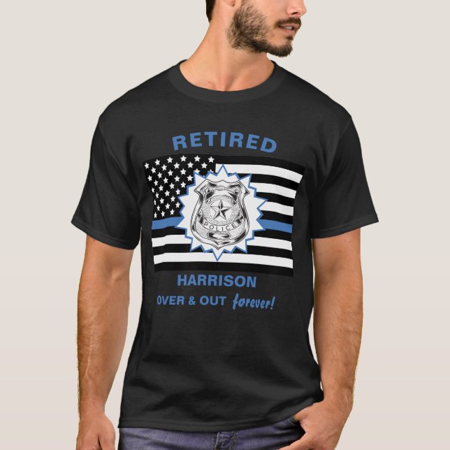 Remüde Polizei dünne blaue Linie über und aus lust T-Shirt (Vorderseite)