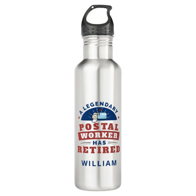 Remüde Postarbeiter Mailman Retirement Funny Edelstahlflasche (Vorderseite)