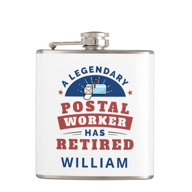 Remüde Postarbeiter Mailman Retirement Funny Flachmann (Vorderseite)