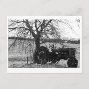 Remüde Traktor Postkarte