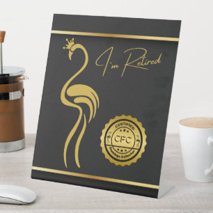 Remüde zertifizierte Flamingo Collector Black Gold Sockelschild