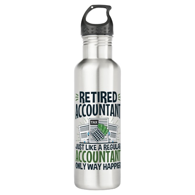 Remüder Buchhalter Funny CPA Rentirement Happier Edelstahlflasche (Vorderseite)