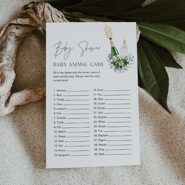 REMY Baby Animal Minimalistisch Baby Shower Game (Von Creator hochgeladen)
