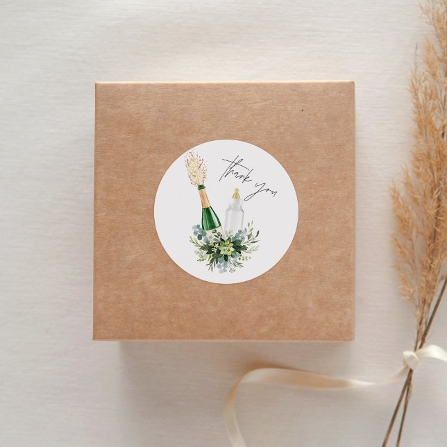 REMY Poppin Flaschen Babydusche Gefallen Runder Aufkleber (Von Creator hochgeladen)