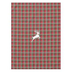 Ren auf dem roten und grünen Tartan-Weihnachten Tischdecke
