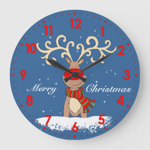 Ren in der Schnee grafischen WeihnachtsWanduhr Große Wanduhr