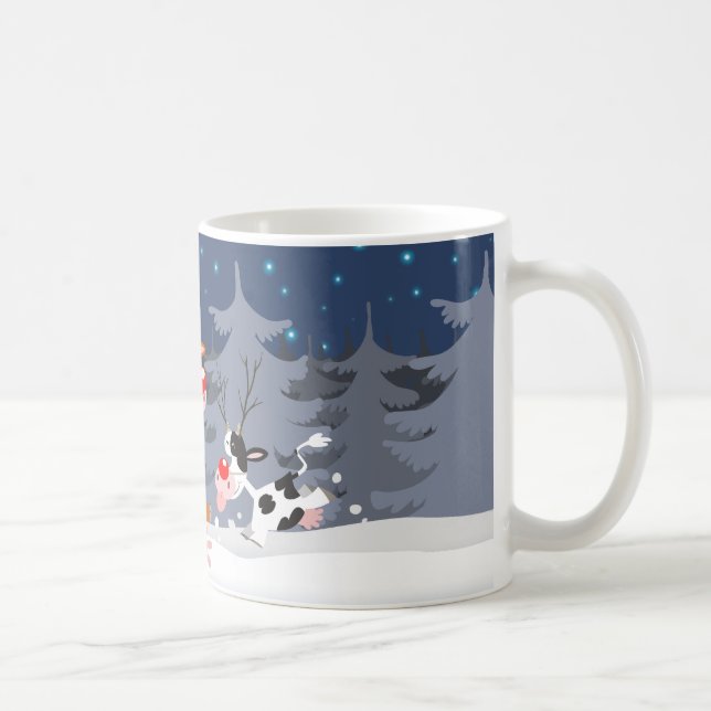 Ren in der Schnee-Tasse Kaffeetasse (Rechts)