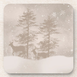Ren in der Waldschnee-Landschaft Getränkeuntersetzer