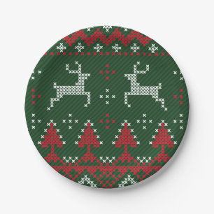 Ren-lustiges Weihnachtshässlicher Pappteller