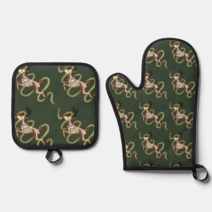 Ren-Tierskelett Ofenhandschuh & Topflappen-Set