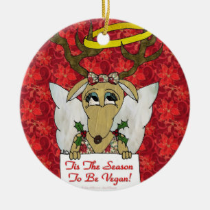 Ren Tis die Jahreszeit, zum vegane Keramik Ornament