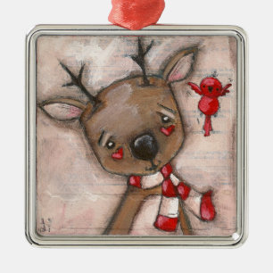 Ren und Freund - Verzierung Silbernes Ornament