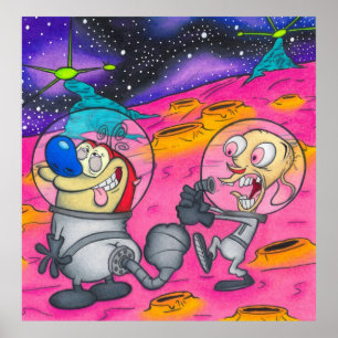 Ren und Stimpy Trippy Space Planet Poster