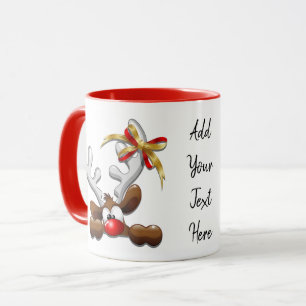 Ren verwirrter lustiger Weihnachtscharakter Tasse