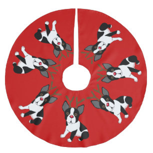 Ren-Weihnachtsbaum-Rock Bostons Terrier Polyester Weihnachtsbaumdecke