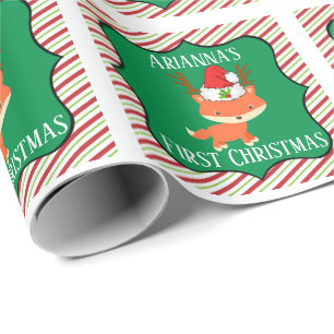 Ren-Weihnachtsmannmütze-erstes Weihnachten Fox Geschenkpapier