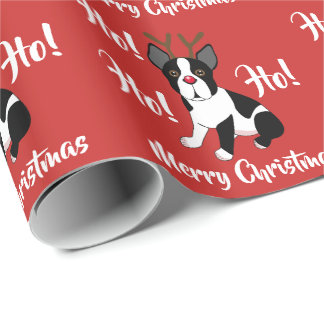 Ren-WeihnachtsPackpapier Bostons Terrier Geschenkpapier