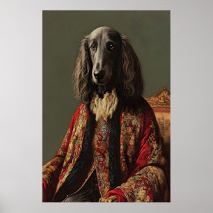 Renaissance Afghane Hound Portrait, Lustiges Tier Poster