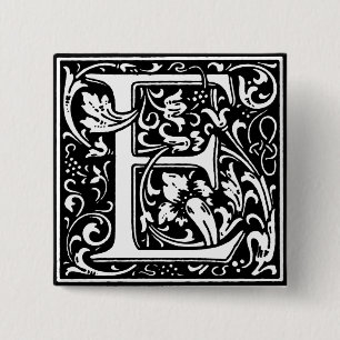 Renaissance Alphabet Letter E - Button