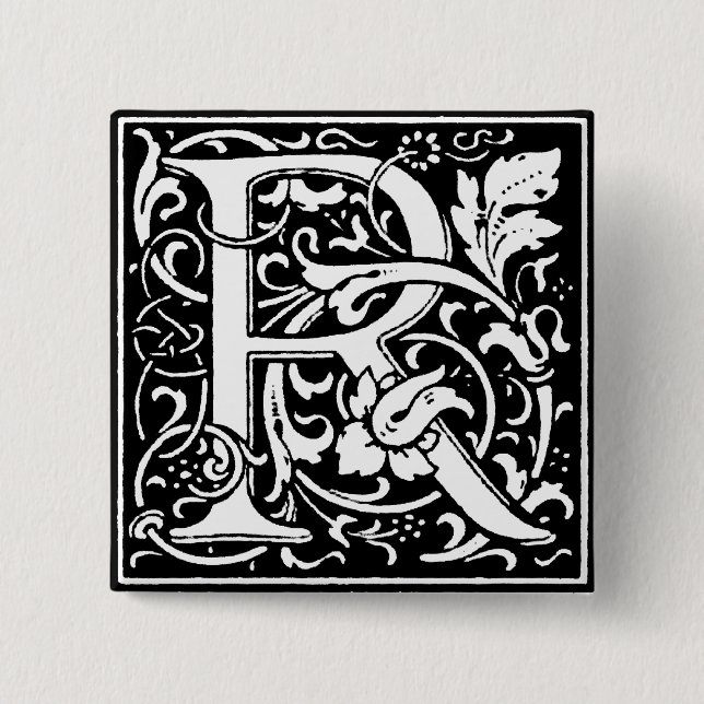 Renaissance Alphabet Letter R - Button (Vorderseite)