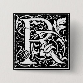 Renaissance Alphabet Letter R - Button