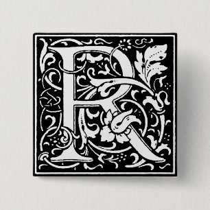 Renaissance Alphabet Letter R - Button