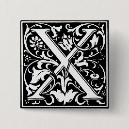 Renaissance Alphabet Letter X - Button